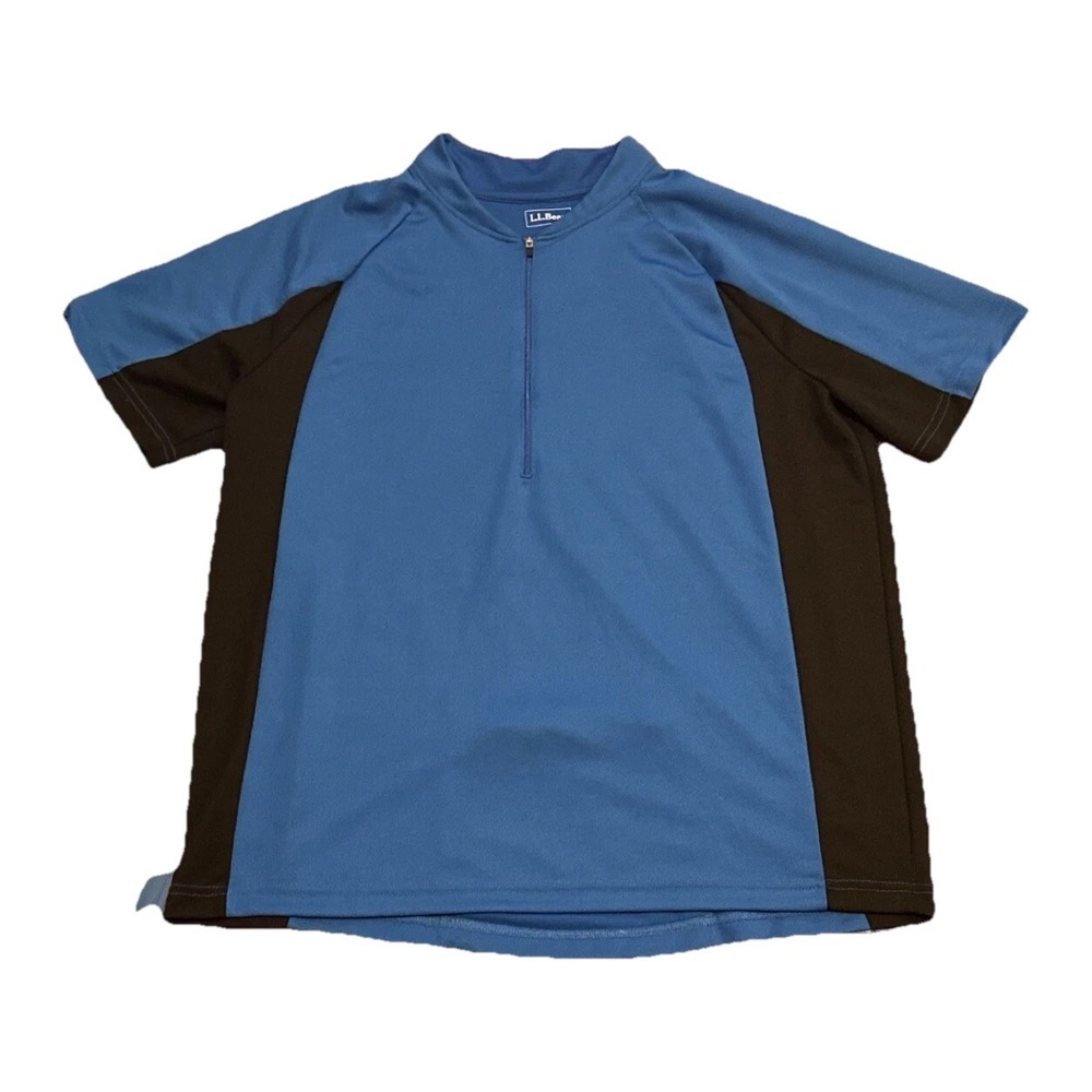 LL Bean Shirt Mens Extra Large Blue Quarter Zip Performance Outdoors Hiking